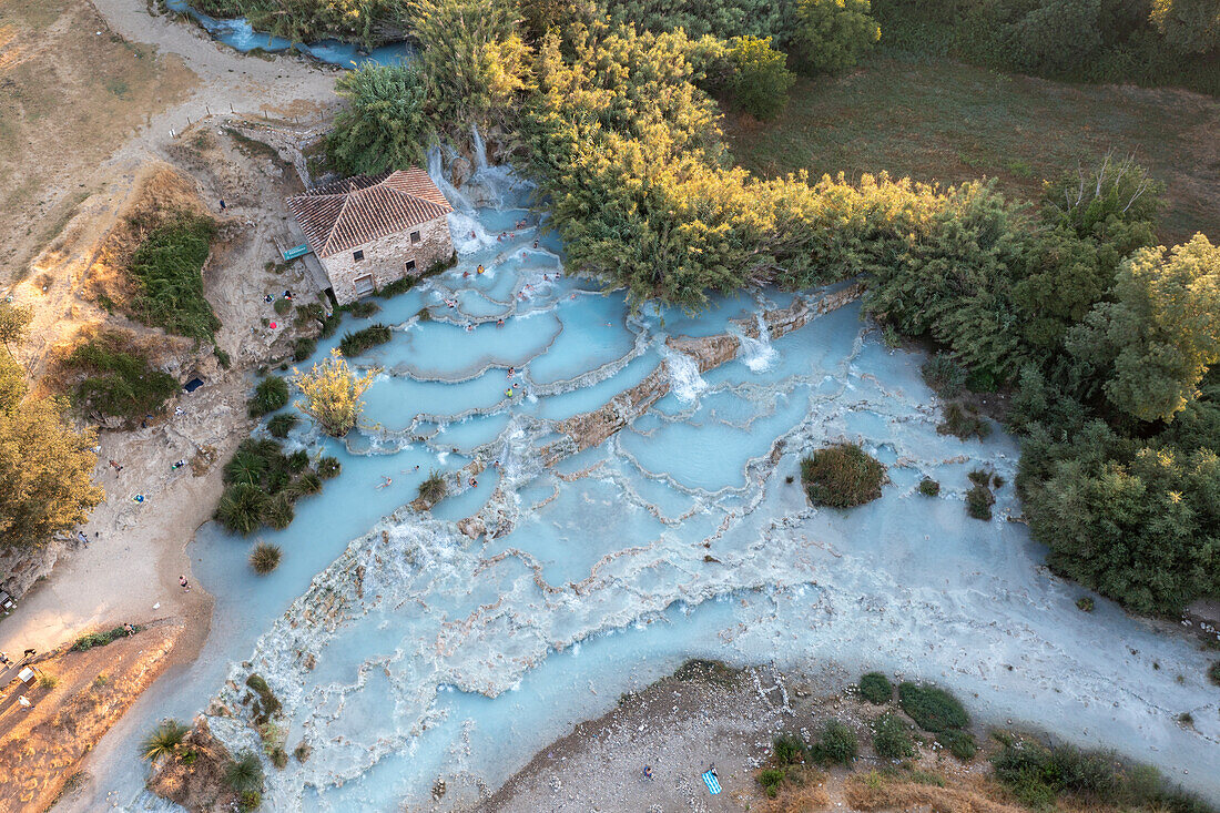 Terme di Saturnia, Cascate del Molino, Wasserfall, Thermalquelle, schwefelhaltiges Thermalwasser, Saturnia, Provinz Grosseto, Toskana, Italien