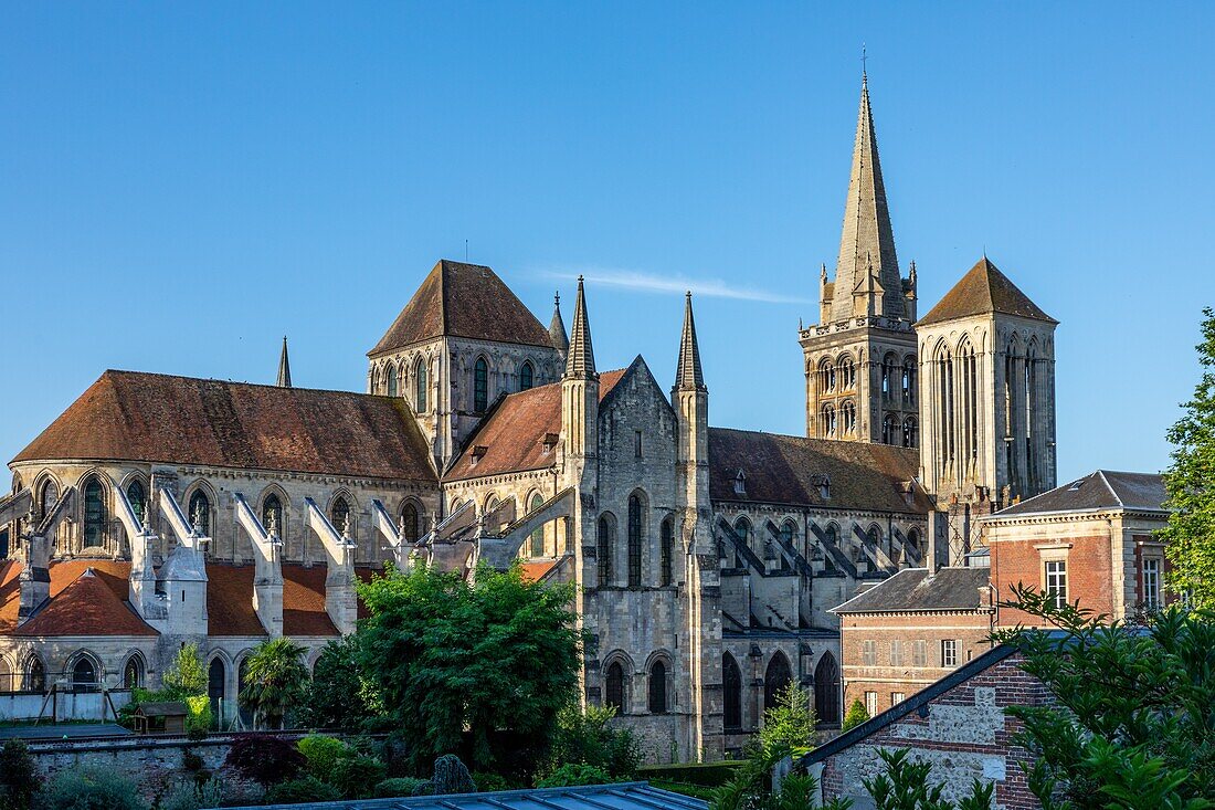 saint-pierre of lisieux cathedral seen from the bishop's garden, lisieux, calvados, normandy, france