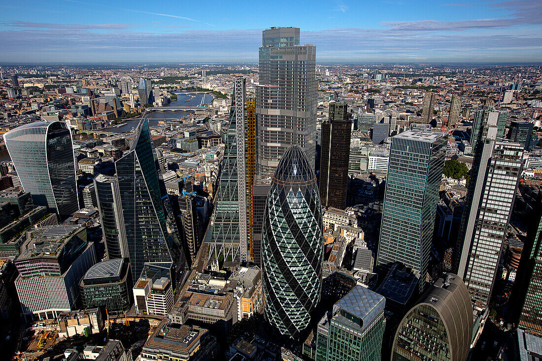 UK, London, City of London, Aerial view of business district