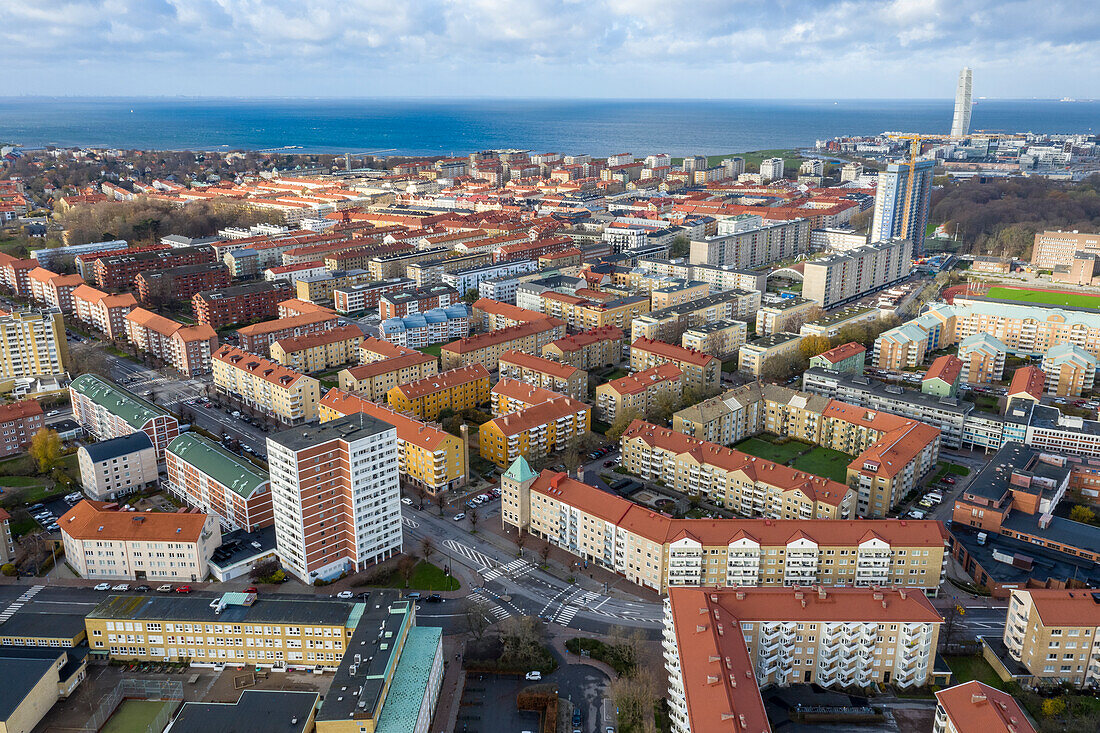 Sweden, Malmoe, Aerial view of city