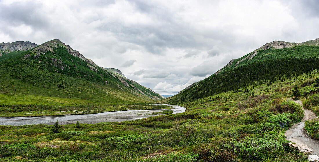 USA, Alaska, Panoramic view of mountain landscape