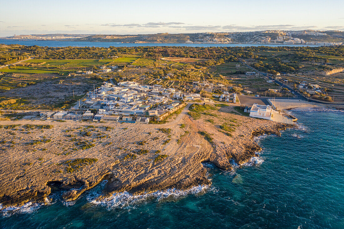 Malta, Mellieha, Aerial view of sea coast