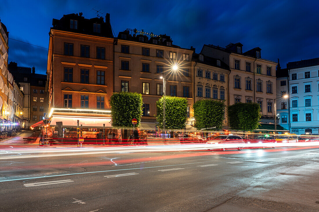 Schweden, Stockholm, Gamla Stan, alte historische Gebäude mit Bars und Restaurants