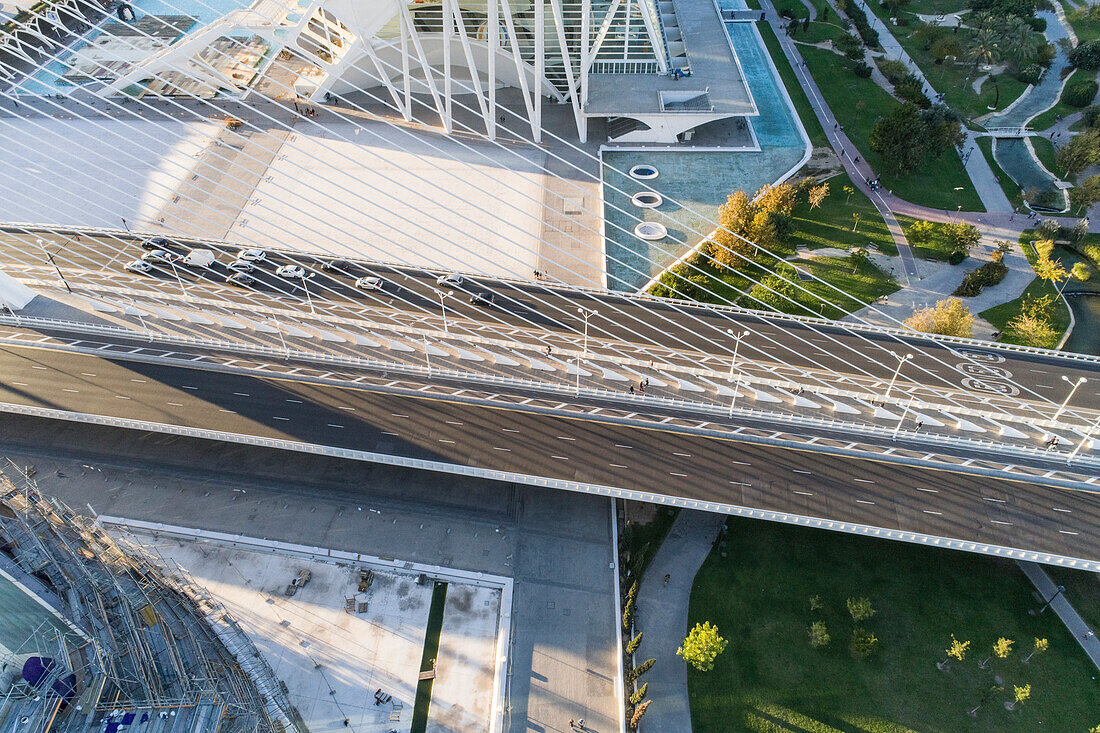 Spain, Valencia, Aerial view of City of Arts and Sciences