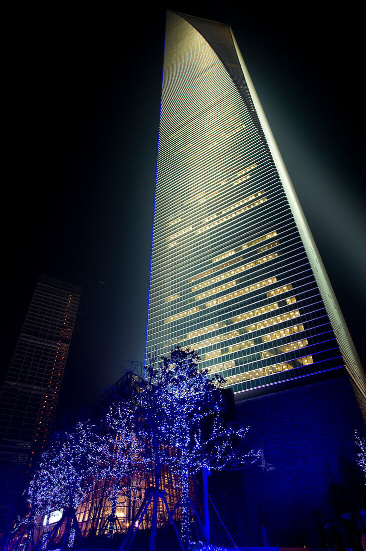 China, Shanghai, Shanghai World Financial Center at night