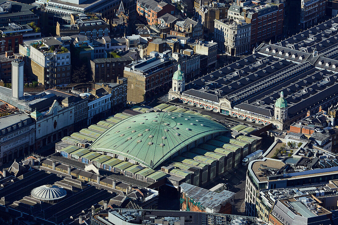 UK, London, Aerial view of Smithfield Meat Market