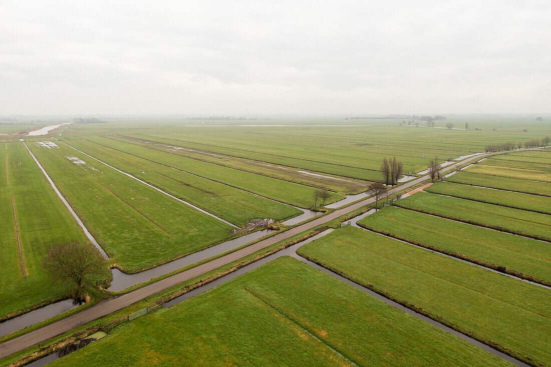 Netherlands, Bleskensgraaf, Aerial view of old polders