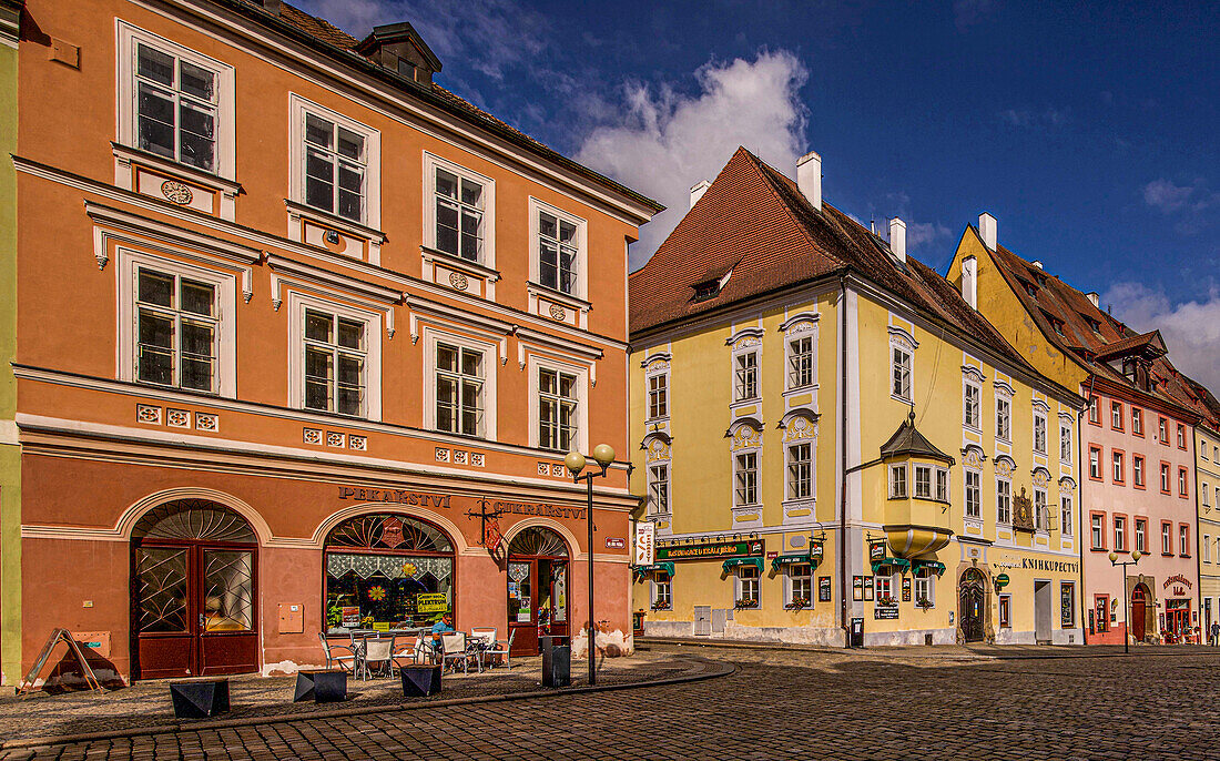 Historical buildings at the Market Square of Eger (Cheb), West Bohemia, Czech Republic