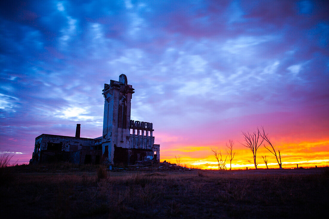 View of abandoned Matadero Municipal slaughterhouse at Villa Epecuen