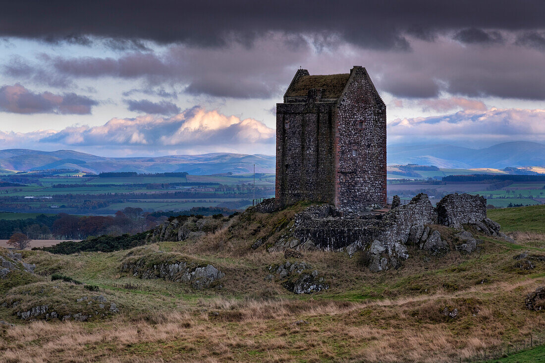 The Pele Tower of Smailholm Tower, Smailholm, near Kelso, Roxburghshire, Scottish Borders, Scotland, United Kingdom, Europe