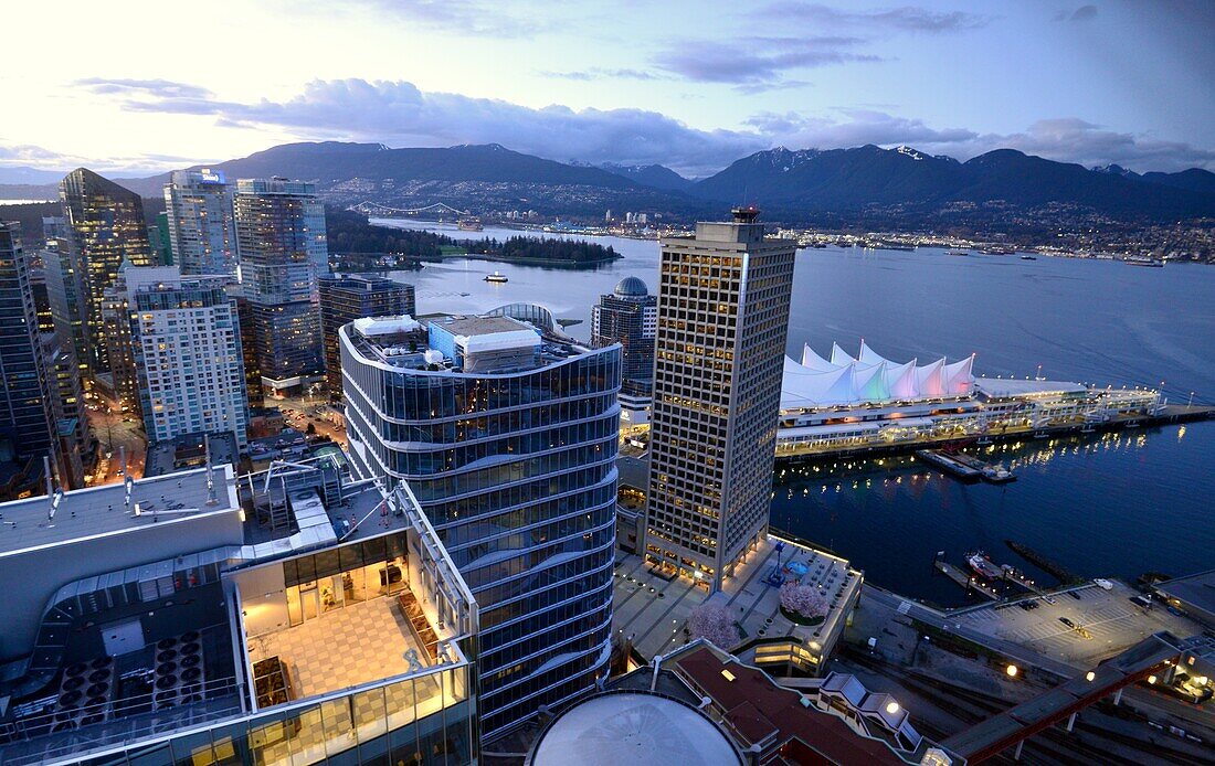 View west from Harbor Centre, Vancouver, British Columbia, Canada