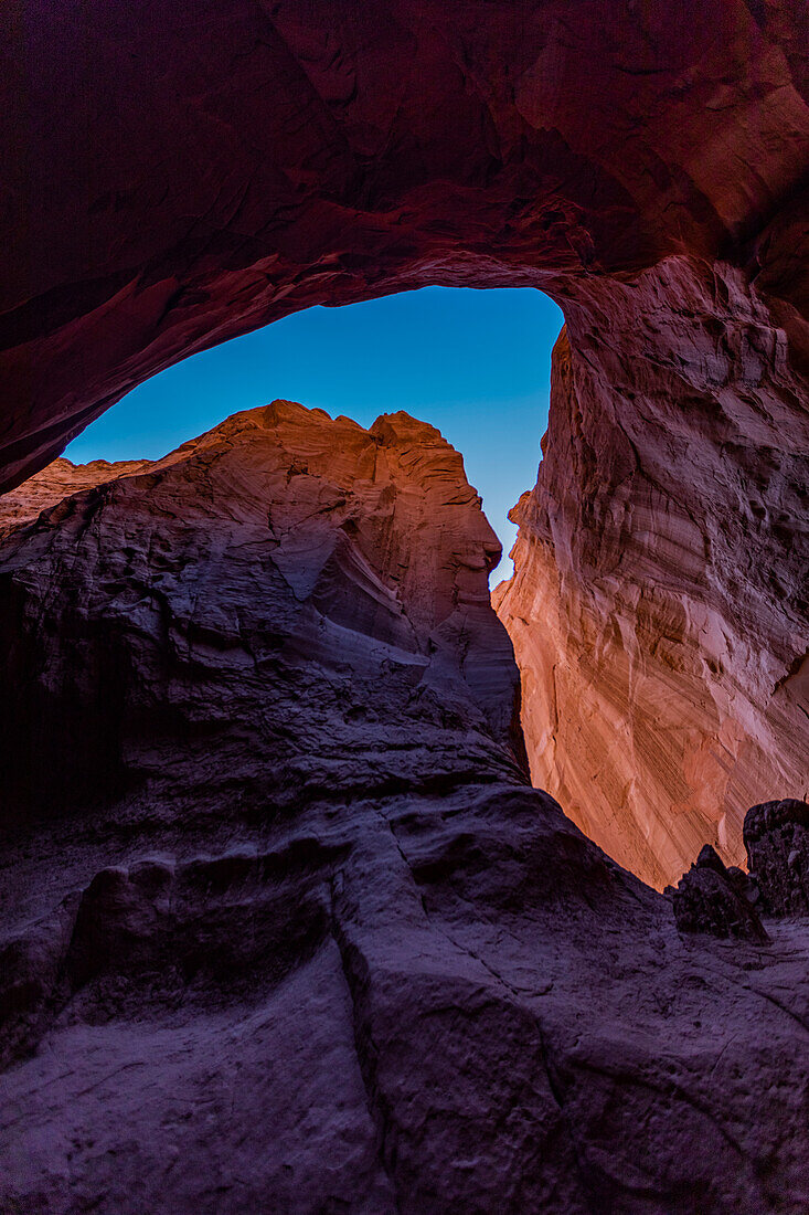 United States, Utah, Escalante, Sandstone layers in canyon