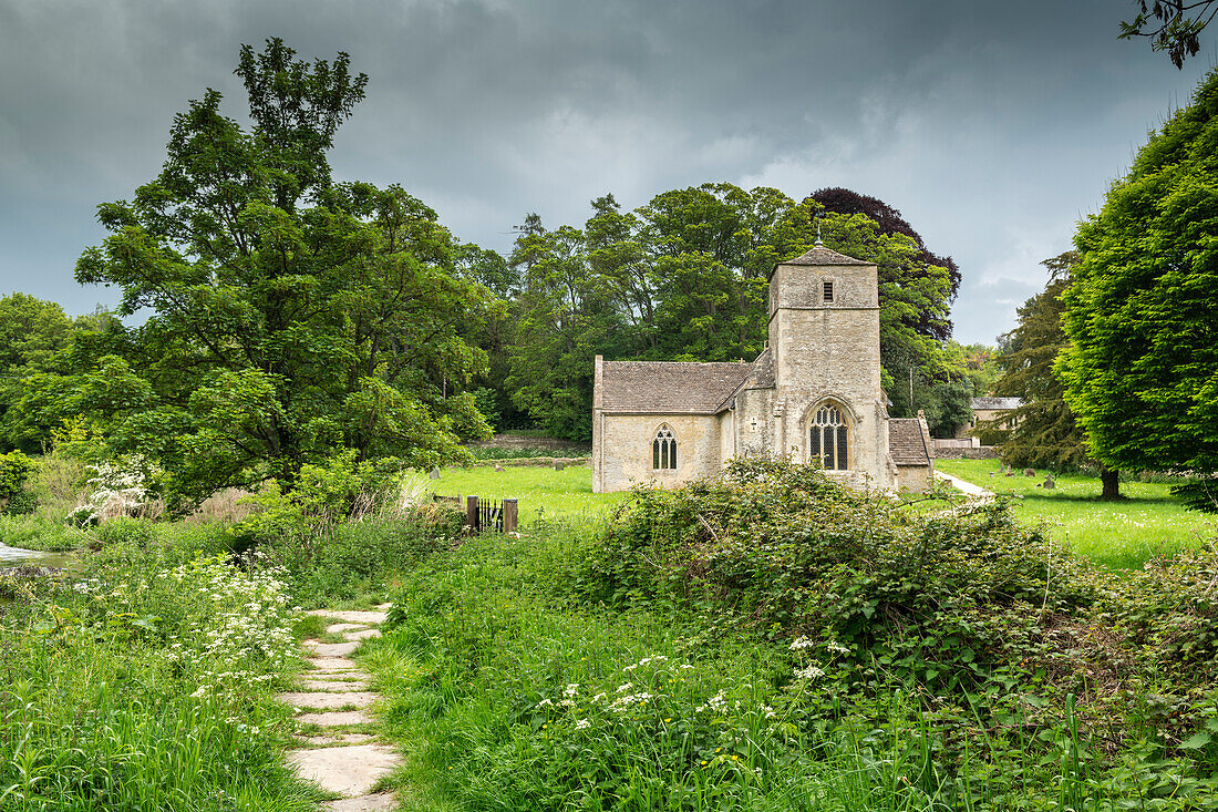 St. Michael and St. Martin's Church in spring in the Cotswolds village of Eastleach Turville, Gloucestershire, England, United Kingdom, Europe