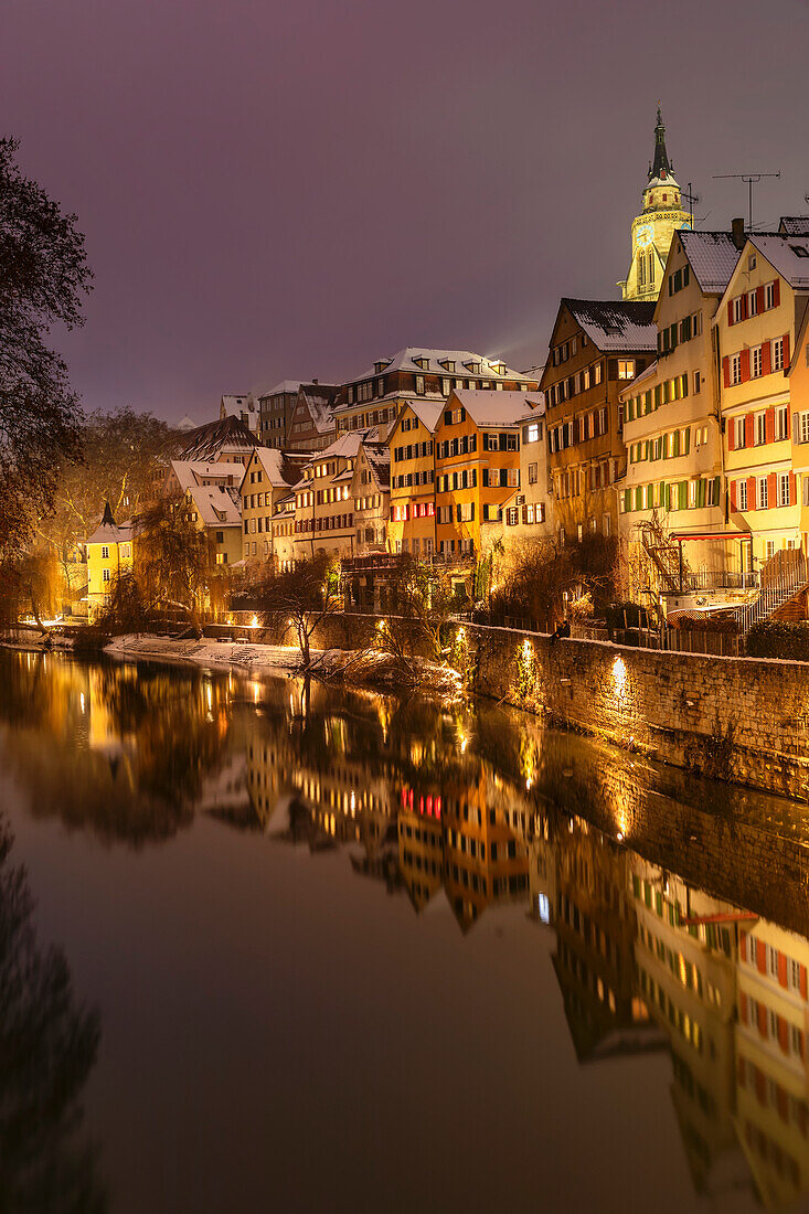 Altstadt mit Hölderlinturm und Stiftskirche am Neckar, Tübingen, Schwäbische Alb, Baden-Württemberg, Deutschland, Europa