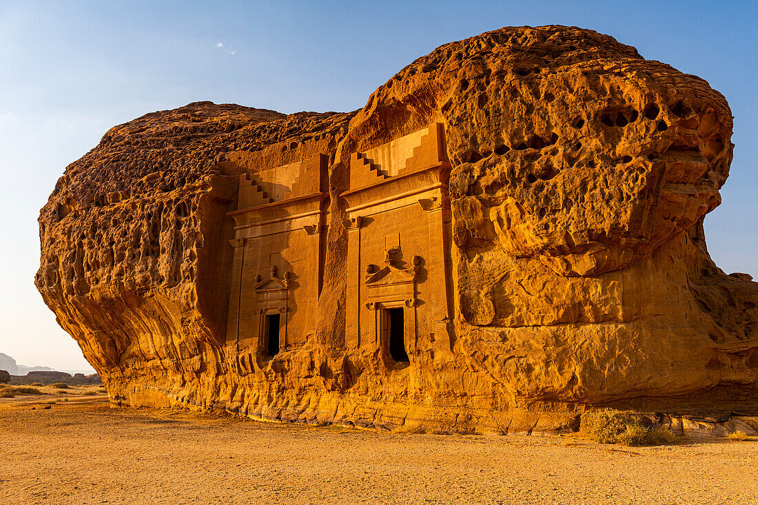 Felsengrab, Madain Saleh (Hegra) (Al Hijr), UNESCO-Weltkulturerbe, Al Ula, Königreich Saudi-Arabien, Naher Osten