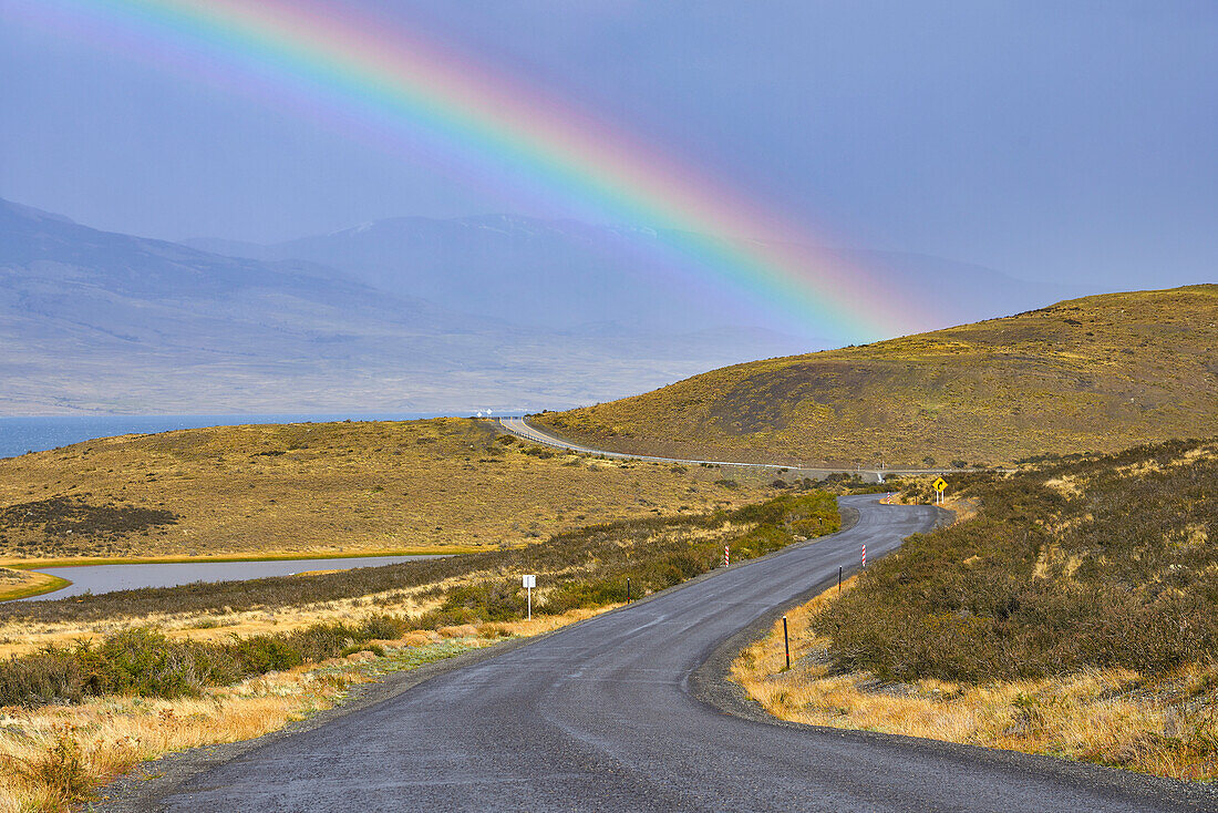 Rainbow, Torres del Paine National Park, Ultima Esperanza Province, Magallanes and Chilean Antactica Region, Patagonia, Chile, South America