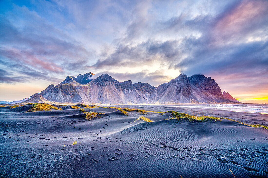 Vestrahorn Mountain at sunrise, Southeast Iceland, Polar Regions