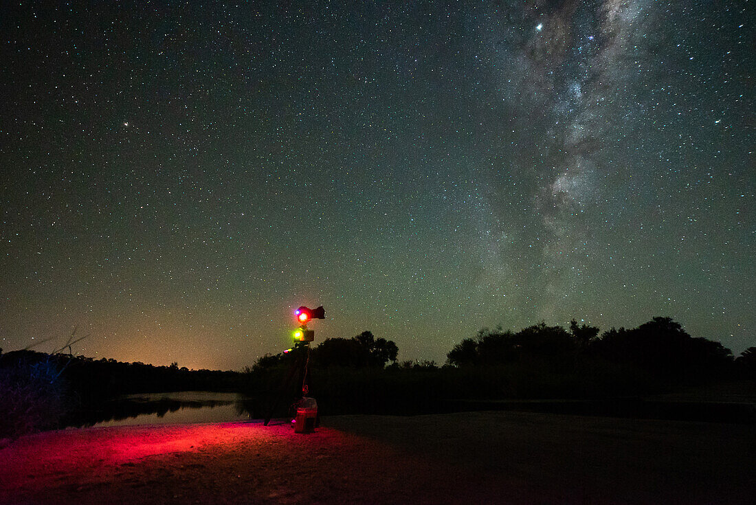 View of camera with milky way in background