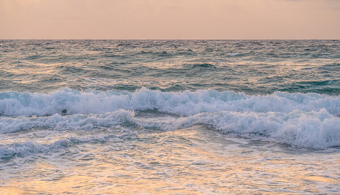 Sea waves at sunset