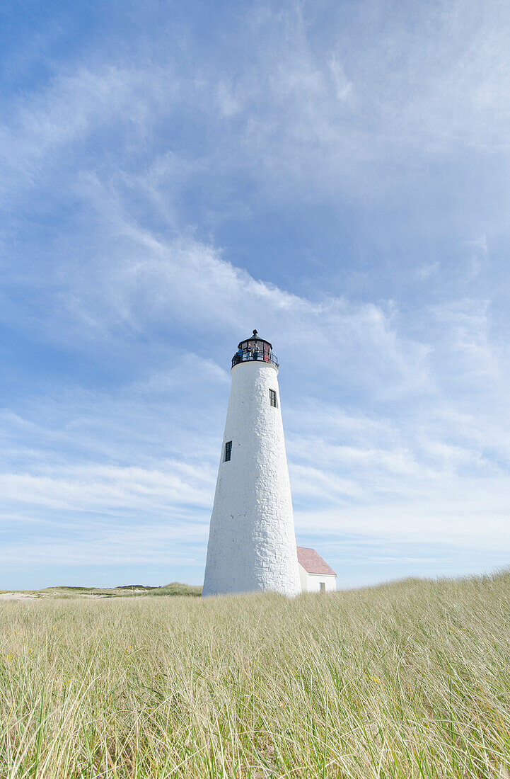 USA, Massachusetts, Cape Cod, Nantucket Island, Great Point Light against sky