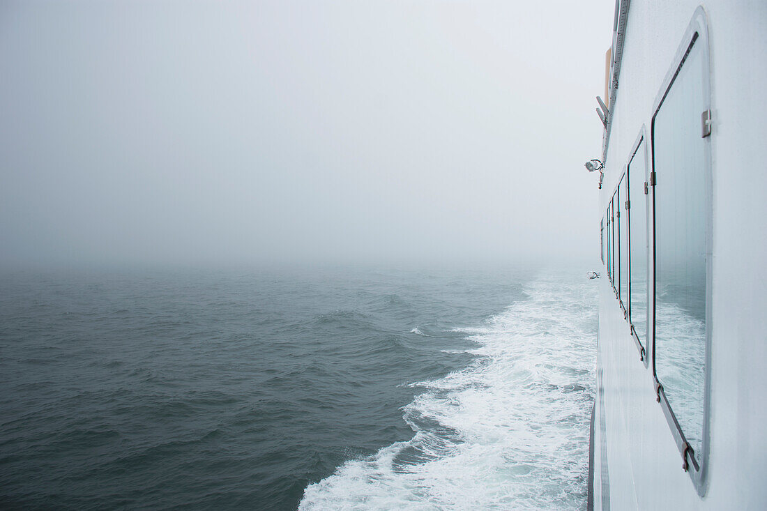 USA, Massachusetts, Cape Cod, Nantucket, Close-up of ferry crossing Nantucket Sound