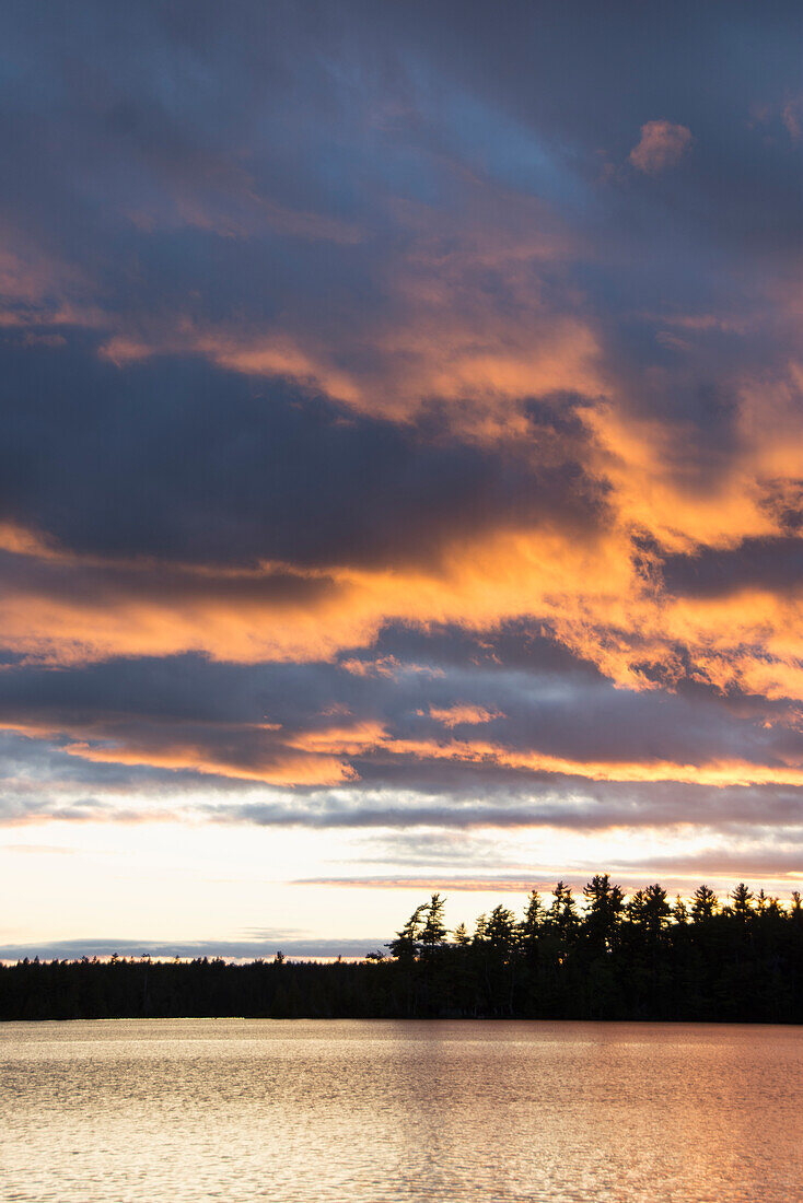 Usa, Maine, Cooper, Sunset at Cathance Lake