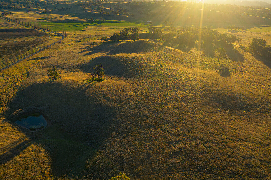Australien, NSW, Kandos, Luftaufnahme der ländlichen Landschaft