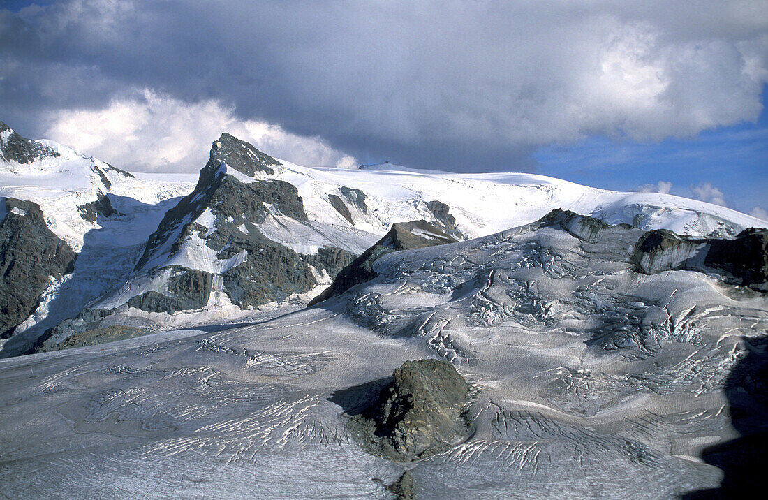 Switzerland, Canton Wallis, Swiss Alps, Glacier in European Alps