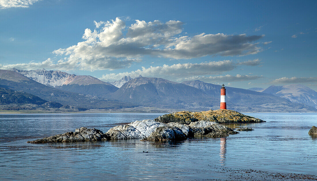 South America. Argentina. Patagonia. Tierra del Fuego. Ushuaia. Beagle Channel. Les Éclaireurs Lighthouse