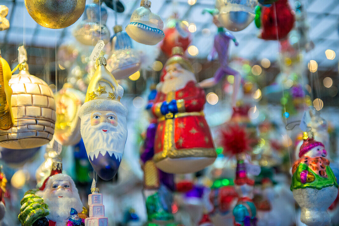 Traditional glass ornaments at Christmas Market, Bamberg, Germany ()