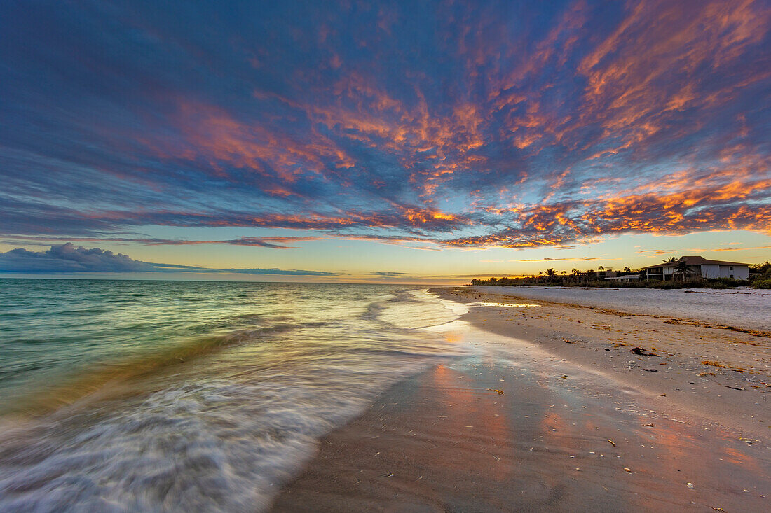 Sunset clouds over the Gulf of Mexico on Sanibel Island in Florida, USA.