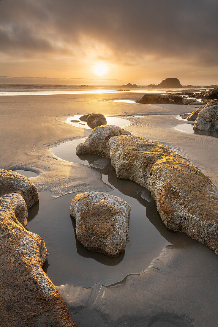 Sonnenuntergang am Strand 3 an der Küste des US-Bundesstaates Washington, Olympic National Park