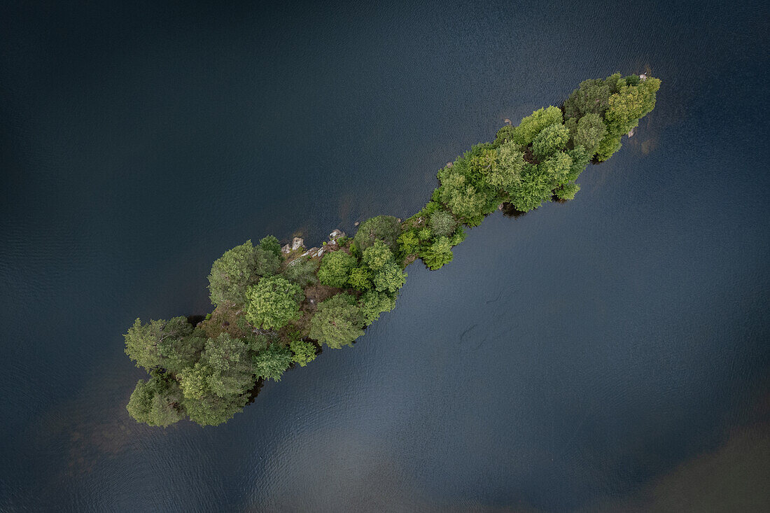 View from above of an island in Sognsvann in Oslo, Norway.