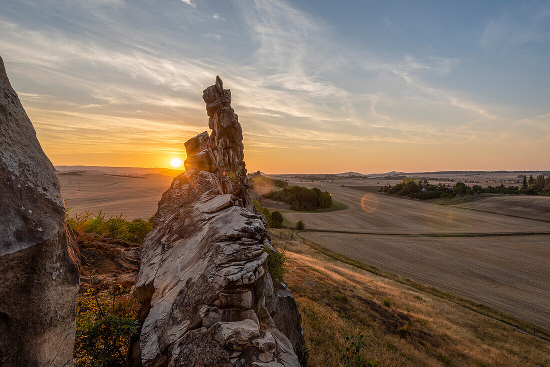 Sunset at the Teufelsmauer, Weddersleben, Thale, Harz, Saxony-Anhalt, Germany