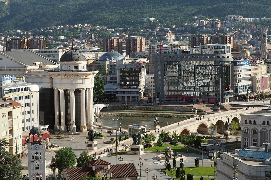 View from Kale Fortress on the capital Skopje, North Macedonia