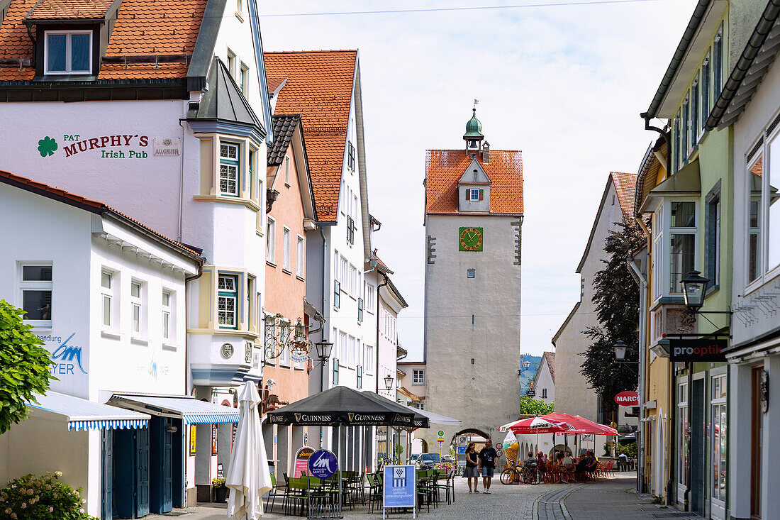 Wassertor and Wassertorstraße in Isny in the Westallgäu in Baden-Württemberg in Germany