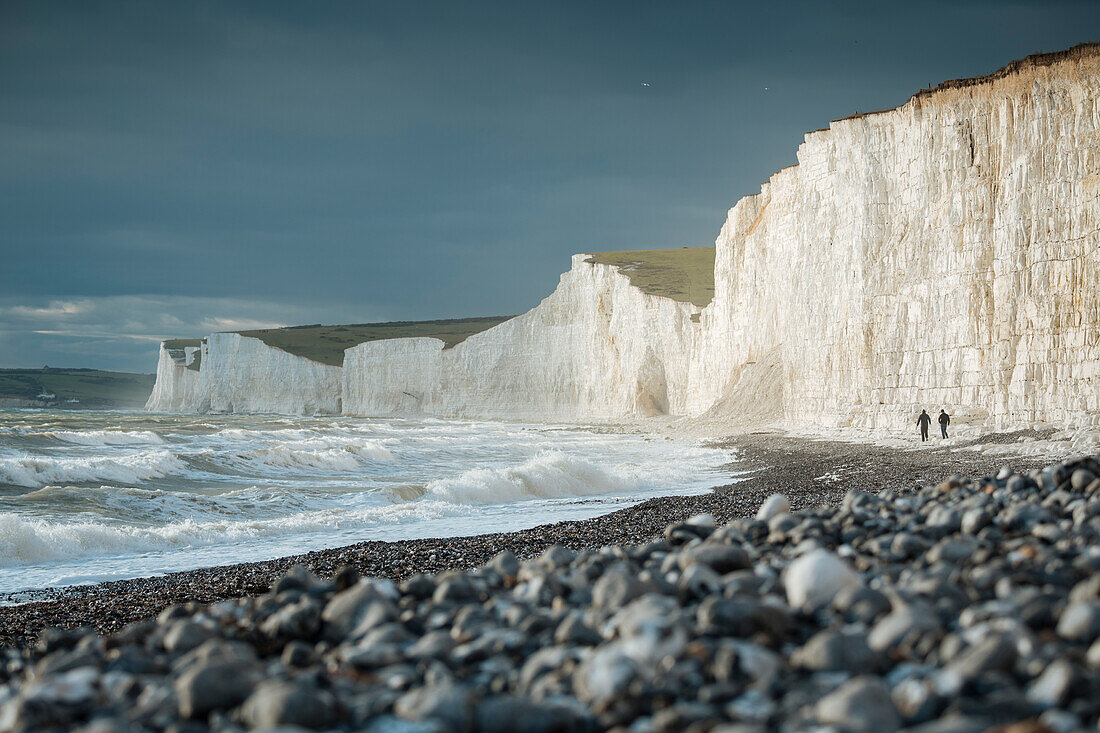 Birling Gap and the Seven Sisters chalk cliffs, East Sussex, South Downs National Park, England, United Kingdom, Europe