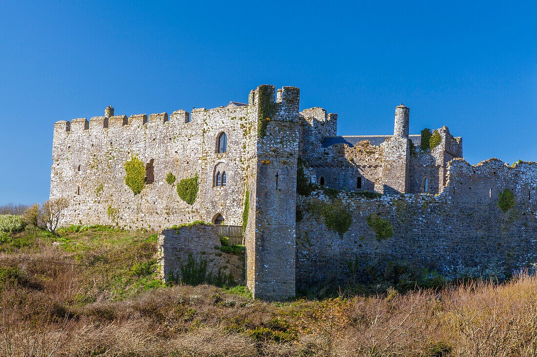 Manorbier Castle, Pembrokeshire, Wales, Vereinigtes Königreich, Europa