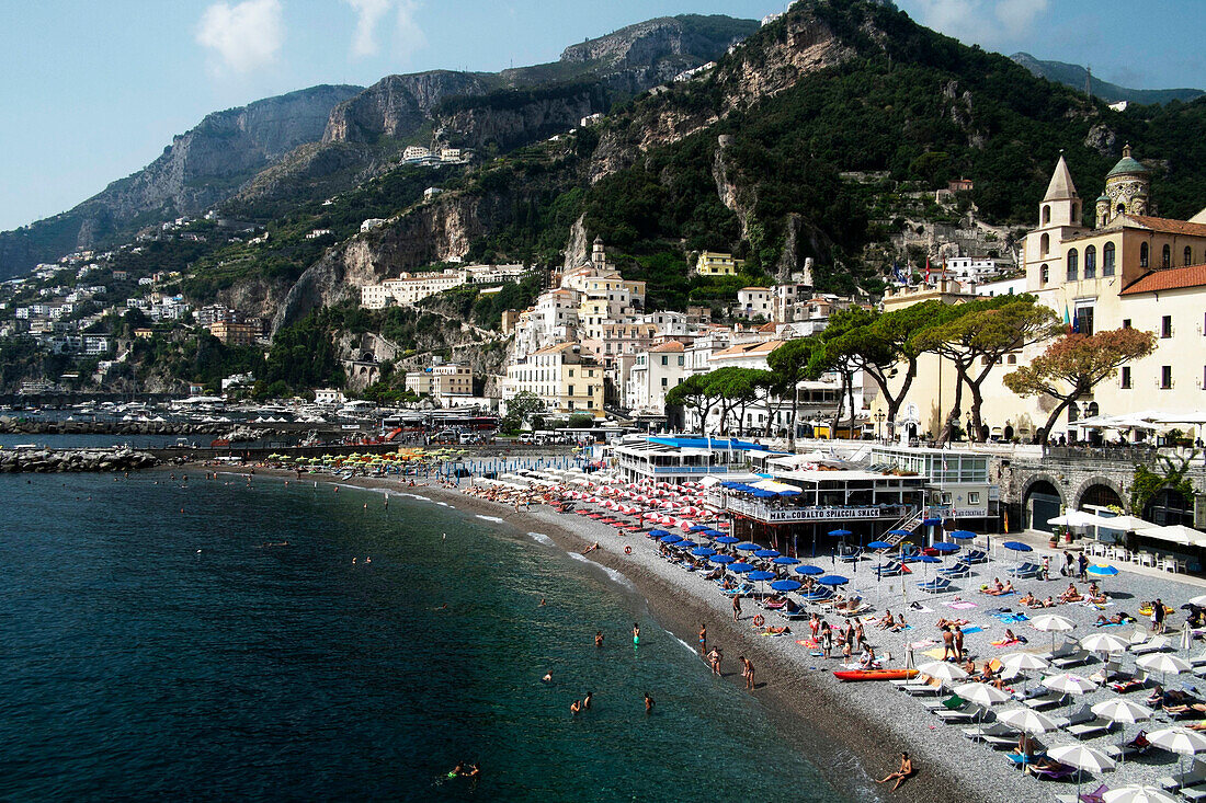 Der Strand, Amalfi, Costiera Amalfitana, UNESCO-Weltkulturerbe, Kampanien, Italien, Europa