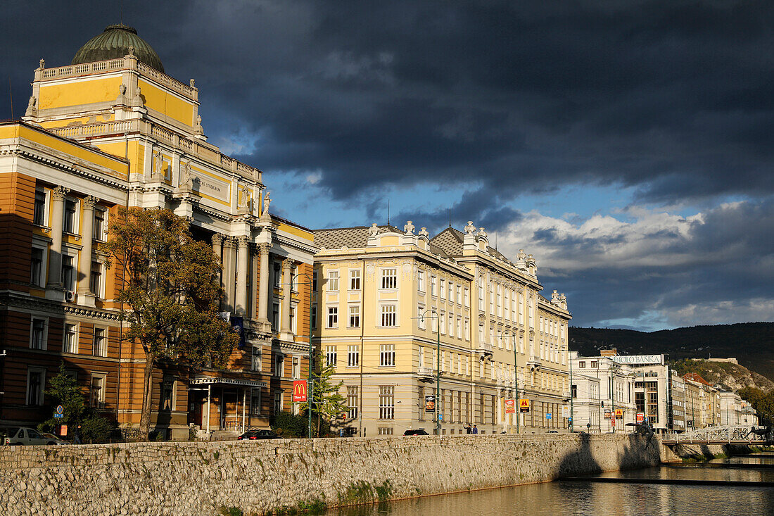 Bank of the Miljacka River, Sarajevo, Bosnia and Herzegovina, Europe