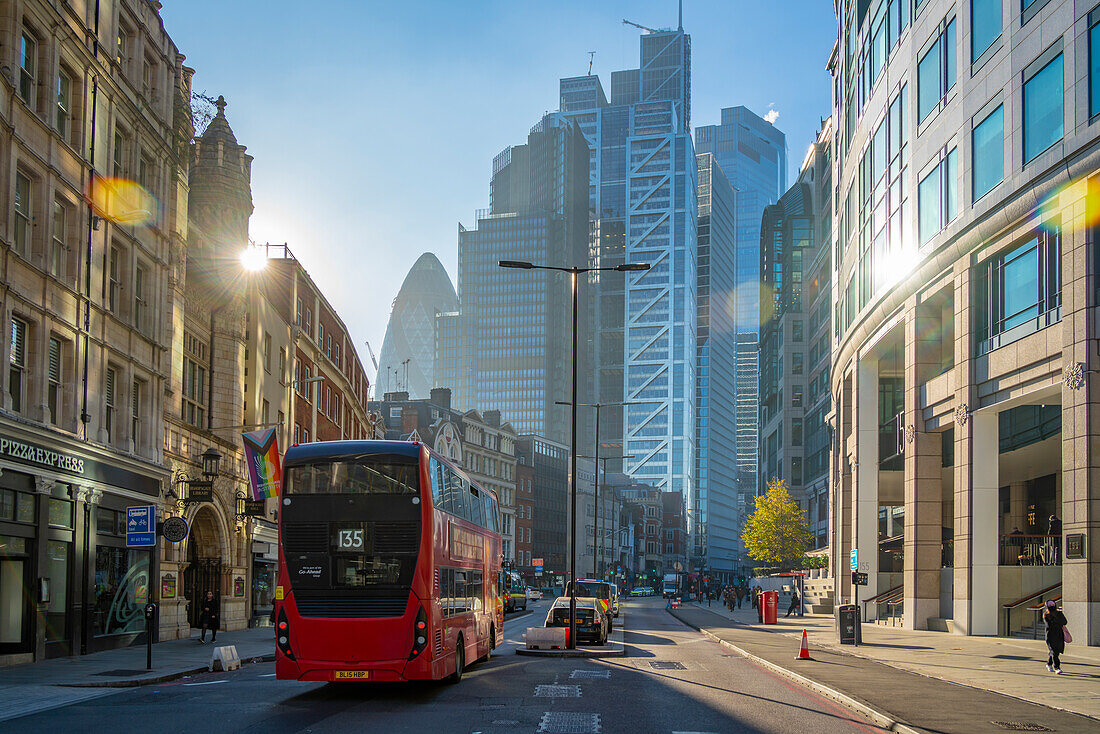 Blick auf Bishopsgate und City of London Gebäude, London, England, Vereinigtes Königreich, Europa