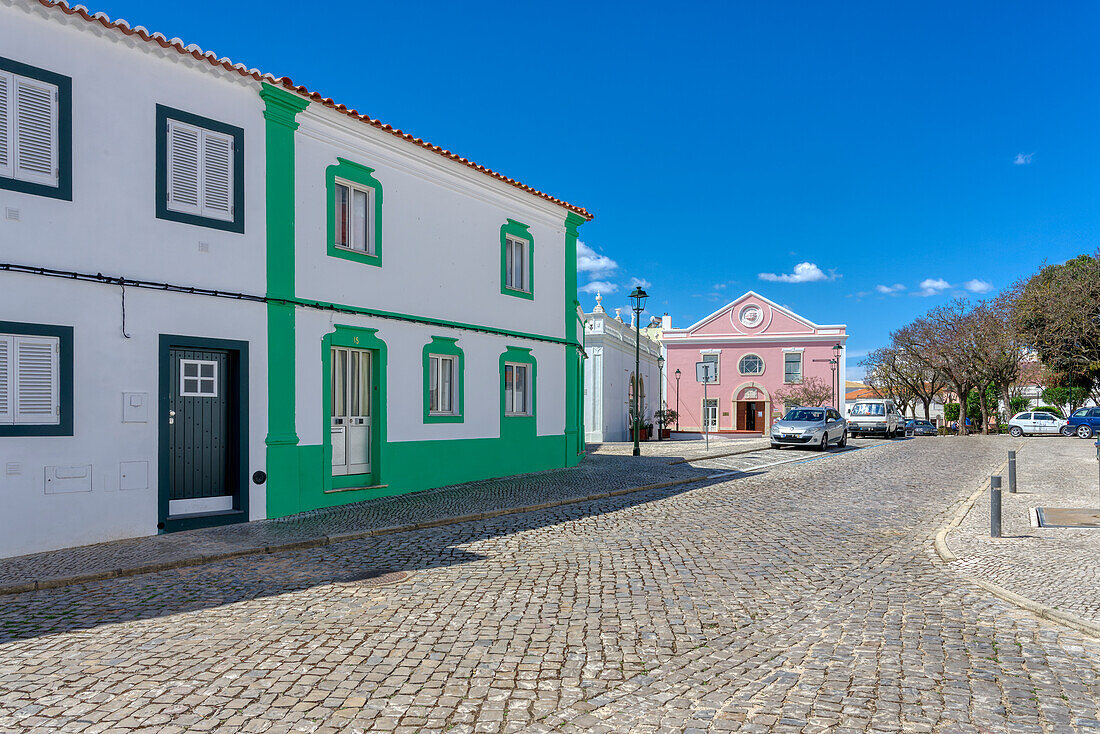 Street and municipal library, Lagoa, Algarve, Portugal, Europe