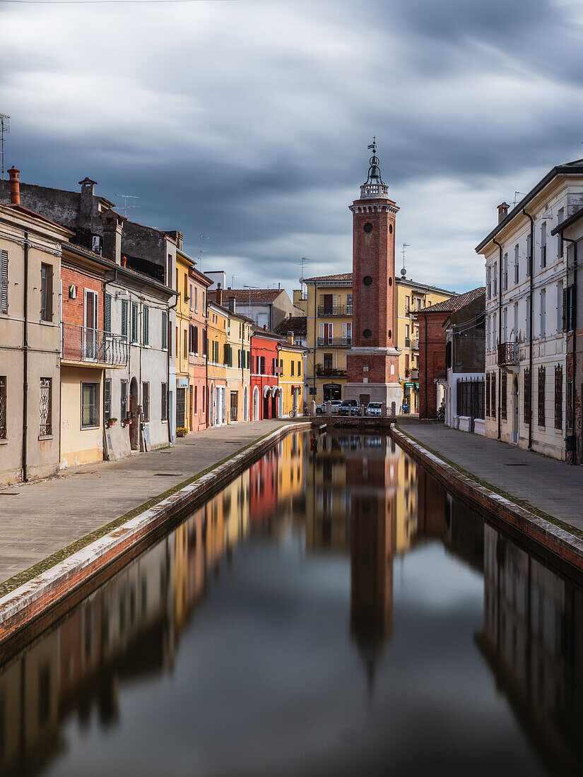 One of the main canal streets in Comacchio, the Venice of the province of Ferrara, Emilia Romagna, Italy, Europe
