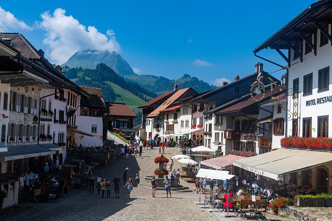 Medieval town in the Gruyere Castle, Fribourg, Switzerland, Europe