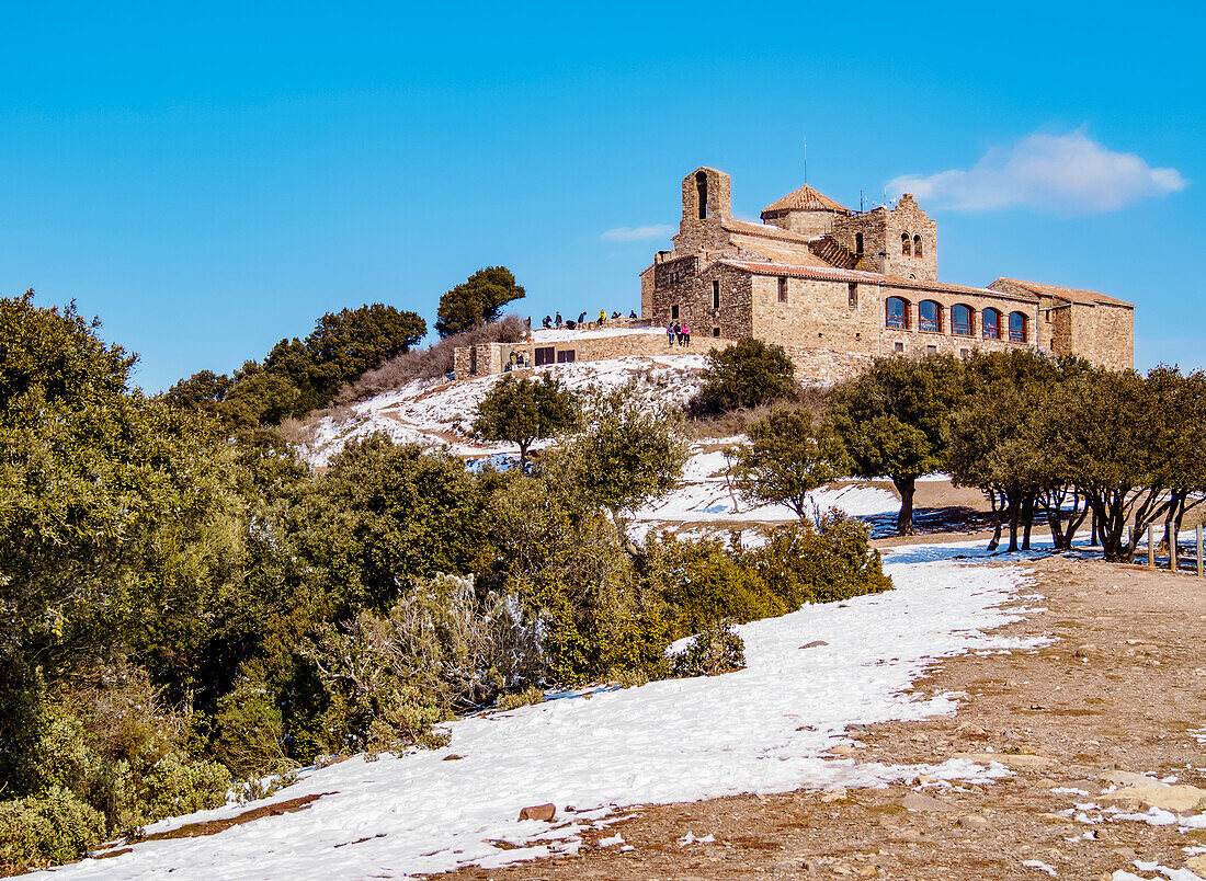 Monestir de Sant Llorenc del Munt, Benedictine monastery on top of La Mola, Matadepera, Catalonia, Spain, Europe