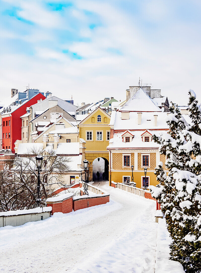 Grodzka-Tor und die Altstadt, Winter, Lublin, Woiwodschaft Lublin, Polen, Europa