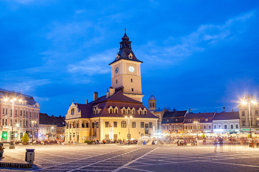 Council Square, Old Town square in Brasov, Transylvania, Romania, Europe