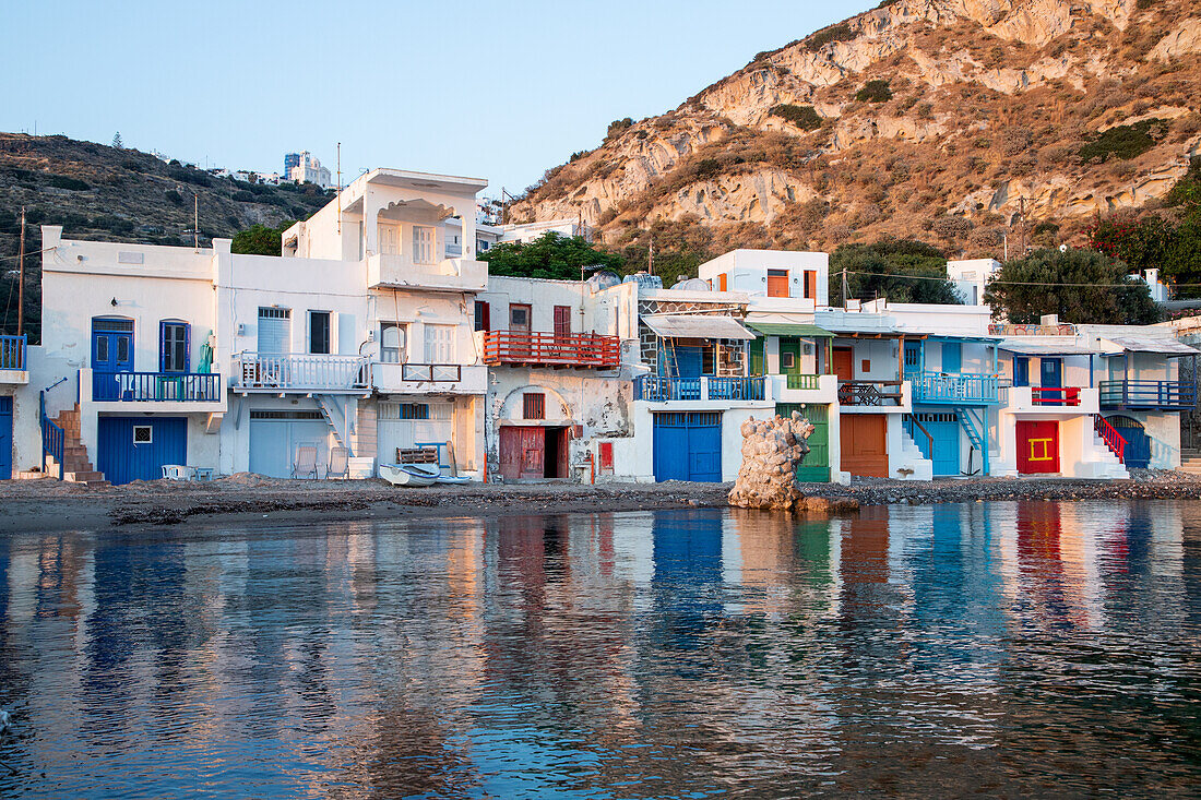 Picturesque colorful village of Klima, Milos island, Cyclades, Greek Islands, Greece, Europe