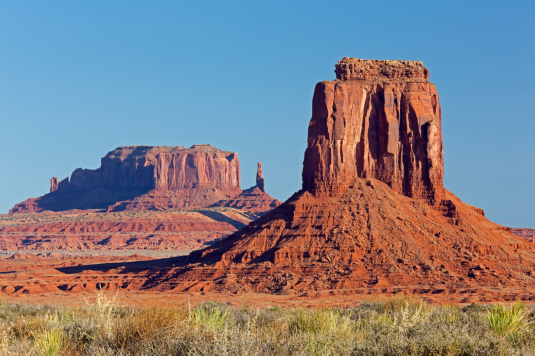 Arizona, Monument Valley, East Mitten Butte and Saddleback Mesa, view from Valley Drive