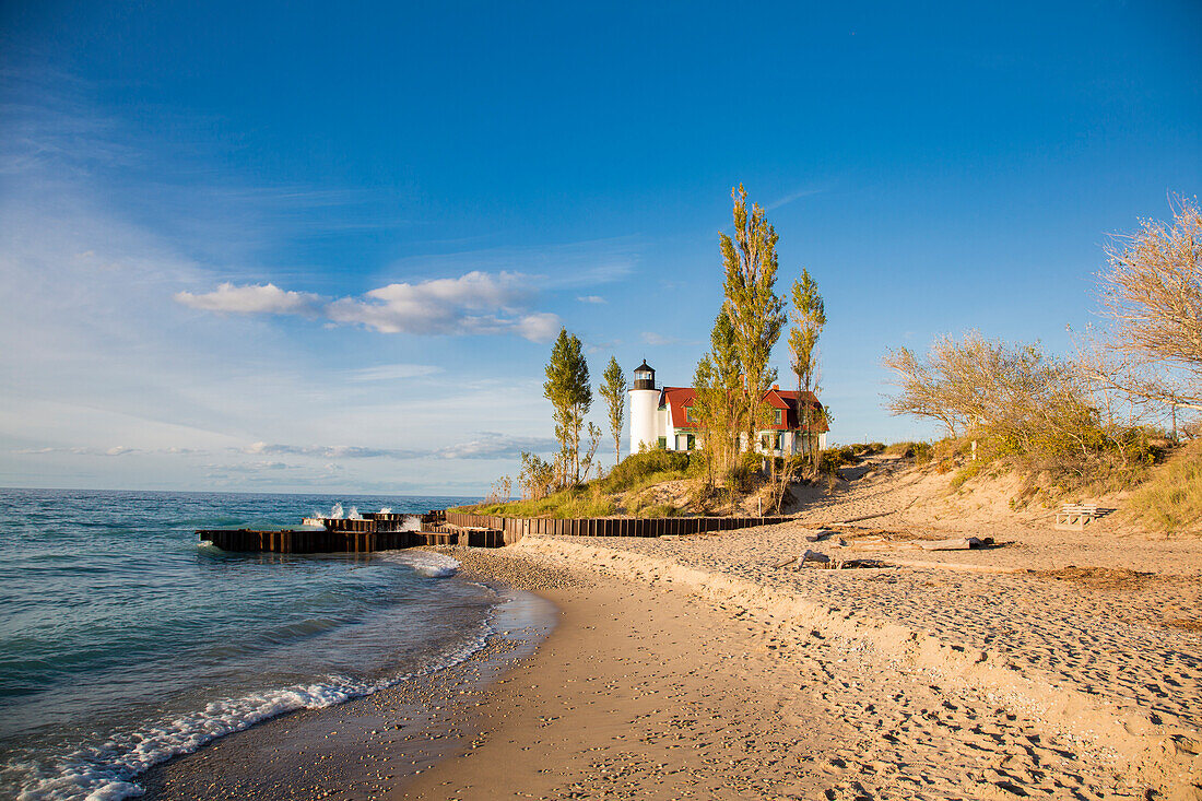 Point Betsie Lighthouse am Lake Michigan, Benzie County, Frankfort, Michigan